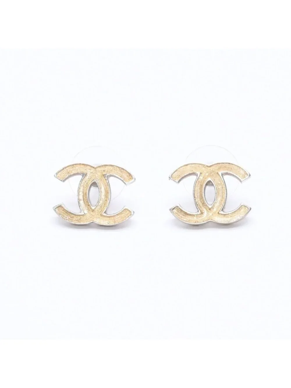Chanel Earrings CC Logo Gold Glitter 07